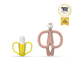 Matchstick Monkey & Banana Teether Gift Set - Dusty Pink