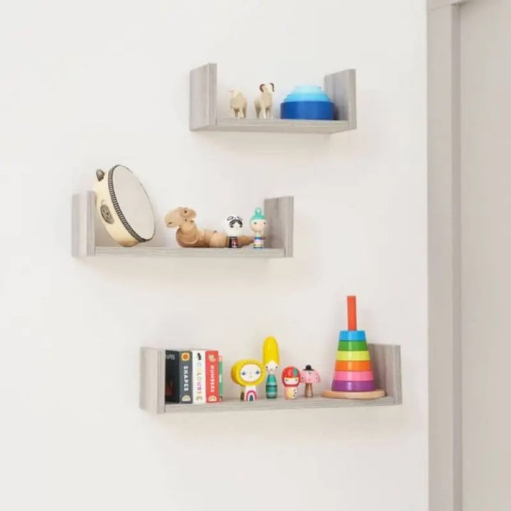 Tutti Bambini Modena Set of Three U-Shaped Wall Shelves - Grey Ash