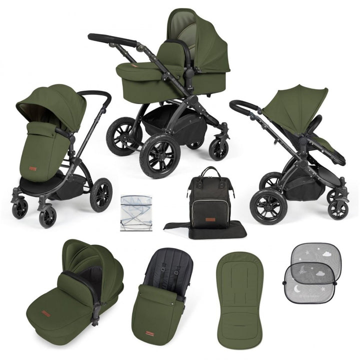 Ickle Bubba Stomp Luxe 2 in 1 Pram Bundle - Woodland / Black