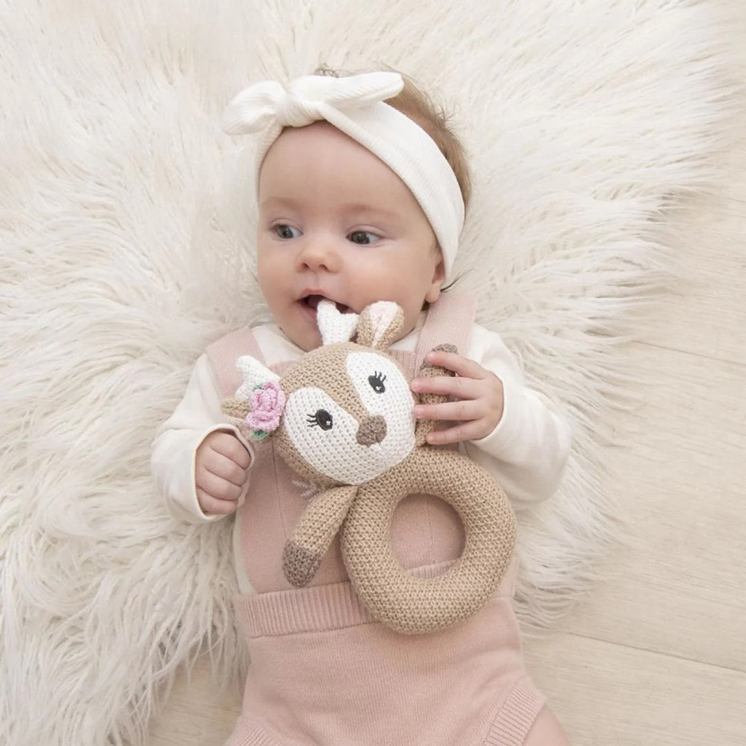 Living Textiles Knitted Rattle - Ava The Fawn