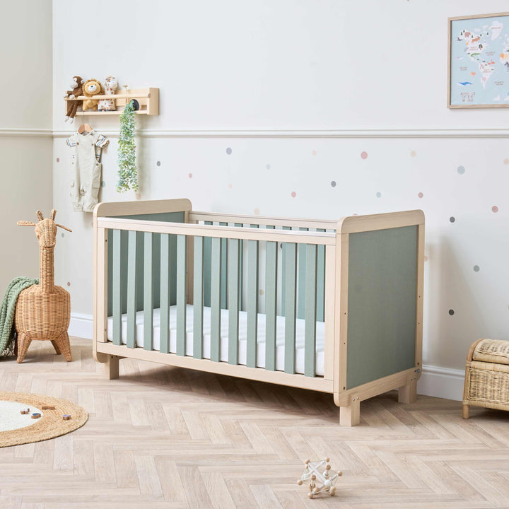 Tutti Bambini Kuba Cot Bed - Pickled Oak & Sage Weave