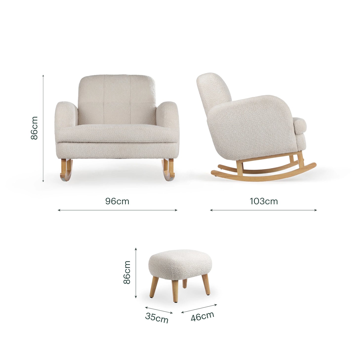CuddleCo Etta Cuddle Nursing Chair & Foot stool - Boucle Mushroom