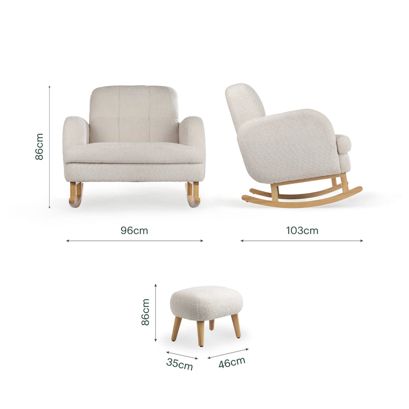 CuddleCo Etta Cuddle Nursing Chair & Foot stool - Boucle Mushroom