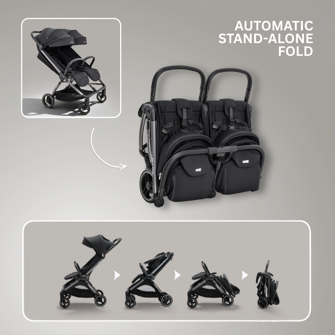 JoviKids Ayla Compact Twin Pushchair - Black