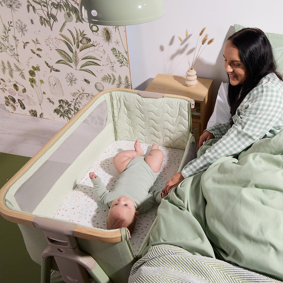 Tutti Bambini Cozee Air 2 Bedside Crib - Drifted Oak/Eucalyptus