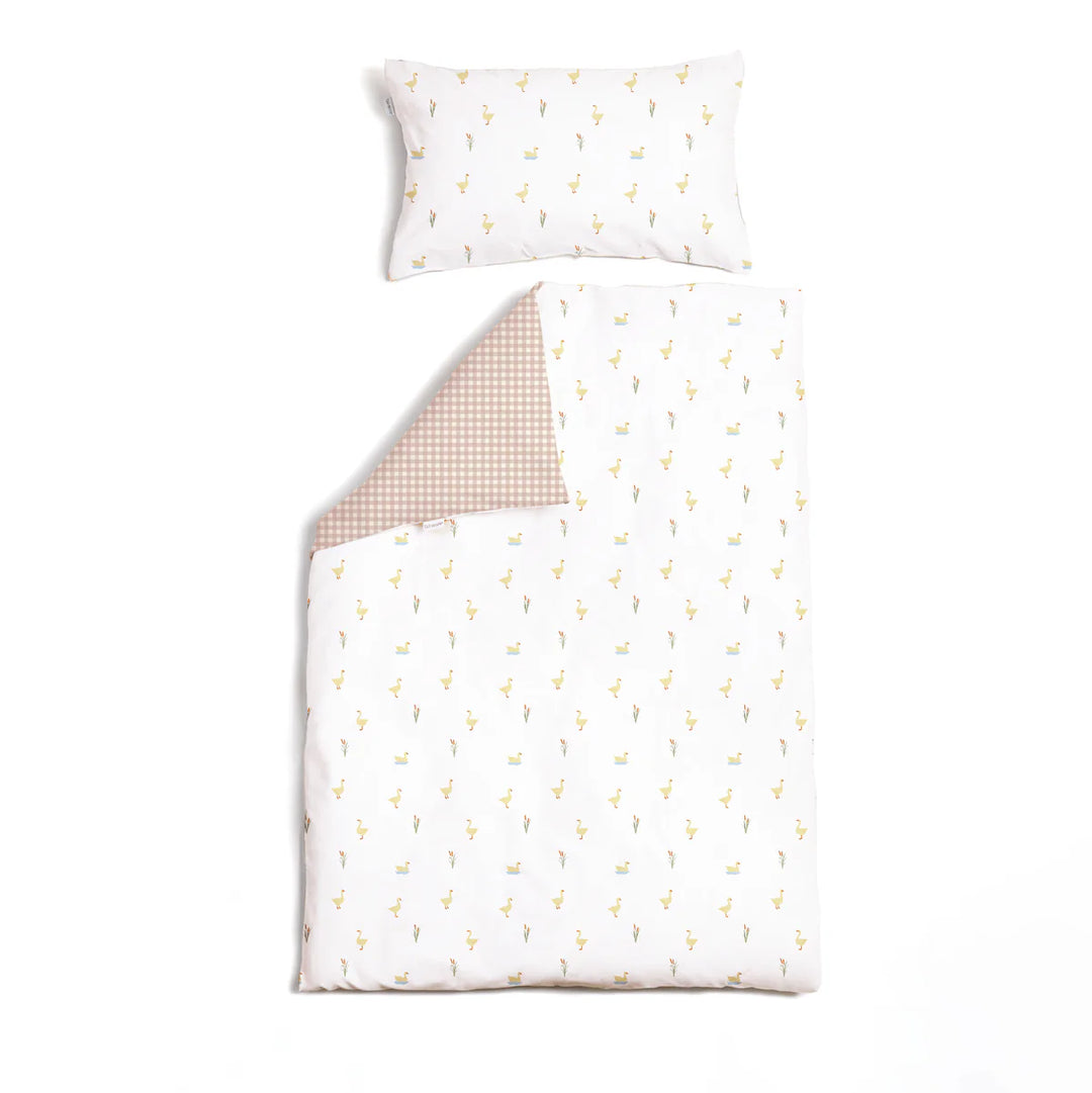 Clair De Lune Reversible Little Duckling Cot Bed Duvet Cover and Pillowcase Set