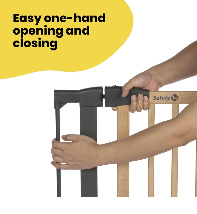 Safety 1st Simply Close Wood & Metal Pressure Fit Stair Gate - Natural