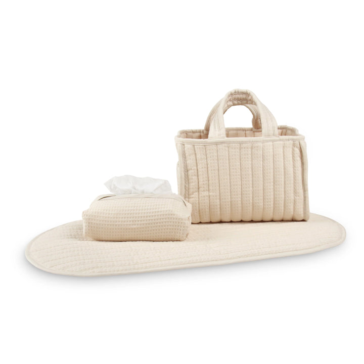 CuddleCo Nappy Caddy Set - Cashmere Waffle