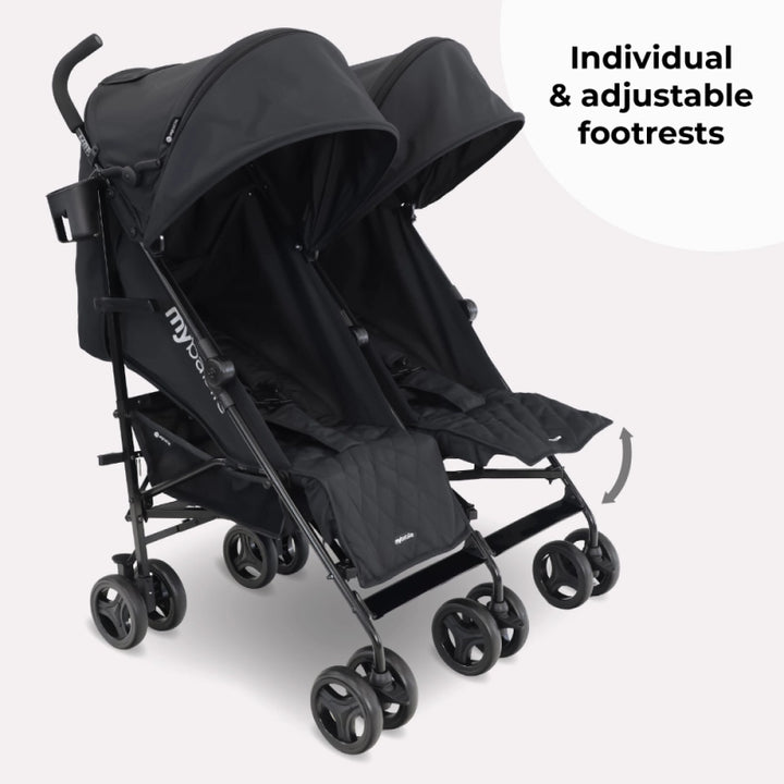 My Babiie MB12 Lightweight Twin Stroller - Black