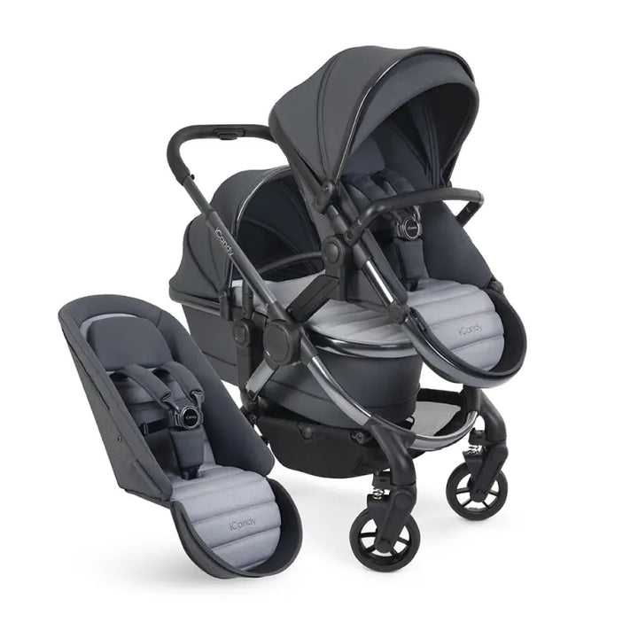 iCandy Peach 7 Double Pushchair Bundle - Phantom/Truffle