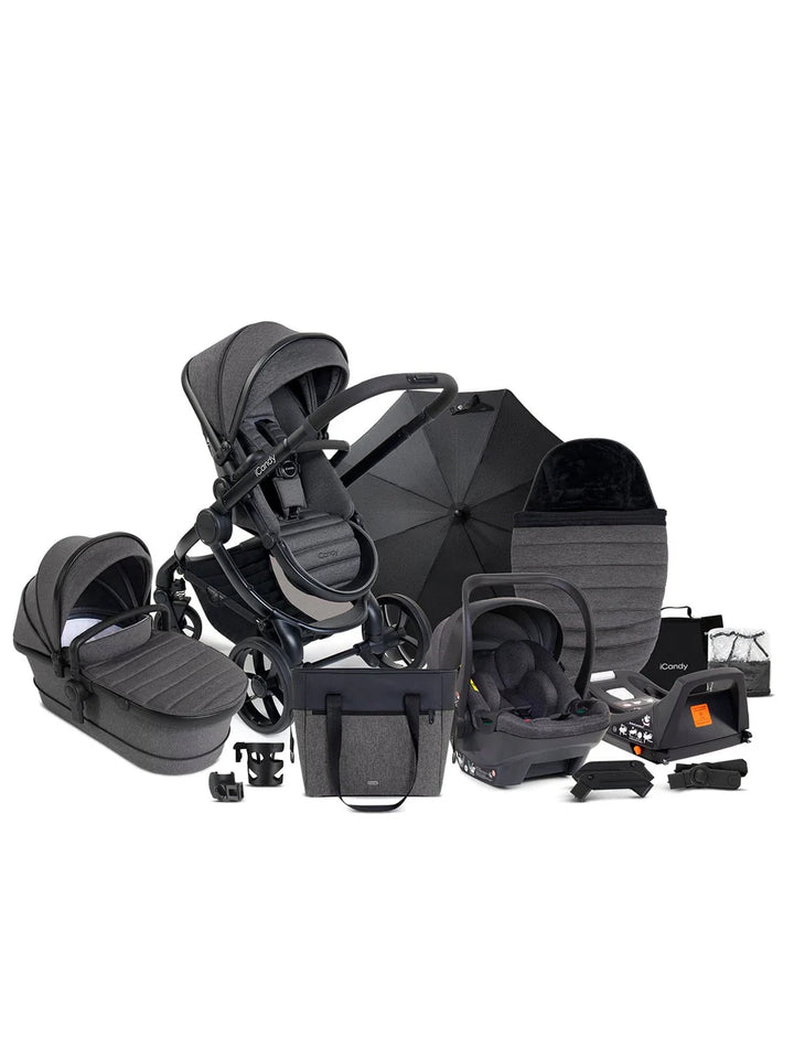 iCandy Peach 7 Complete Bundle with iCandy Cocoon Car Seat & Base – Granite (AINR Exclusive)
