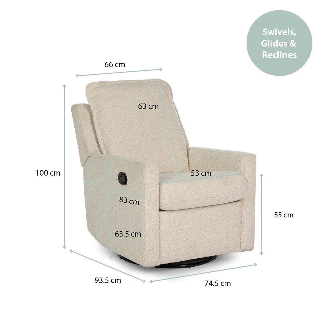 Obaby Denver Swivel Glider Recliner Chair - Bouclé