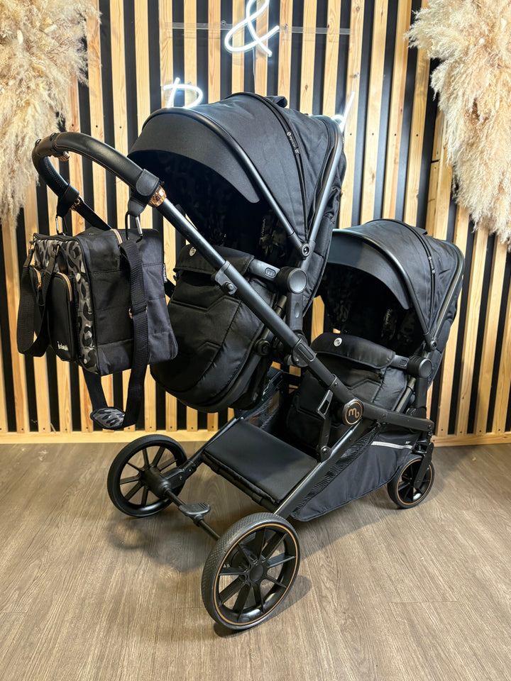 PRE LOVED My Babiie MB33 Twin Pushchair - Black Leopard