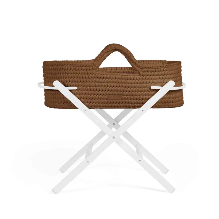 Ickle Bubba Nova Crochet Moses Basket + White Stand - Mocha
