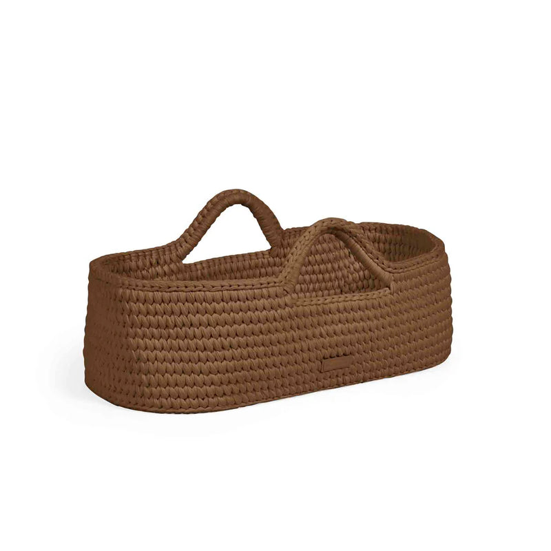 Ickle Bubba Nova Crochet Moses Basket + White Stand - Mocha