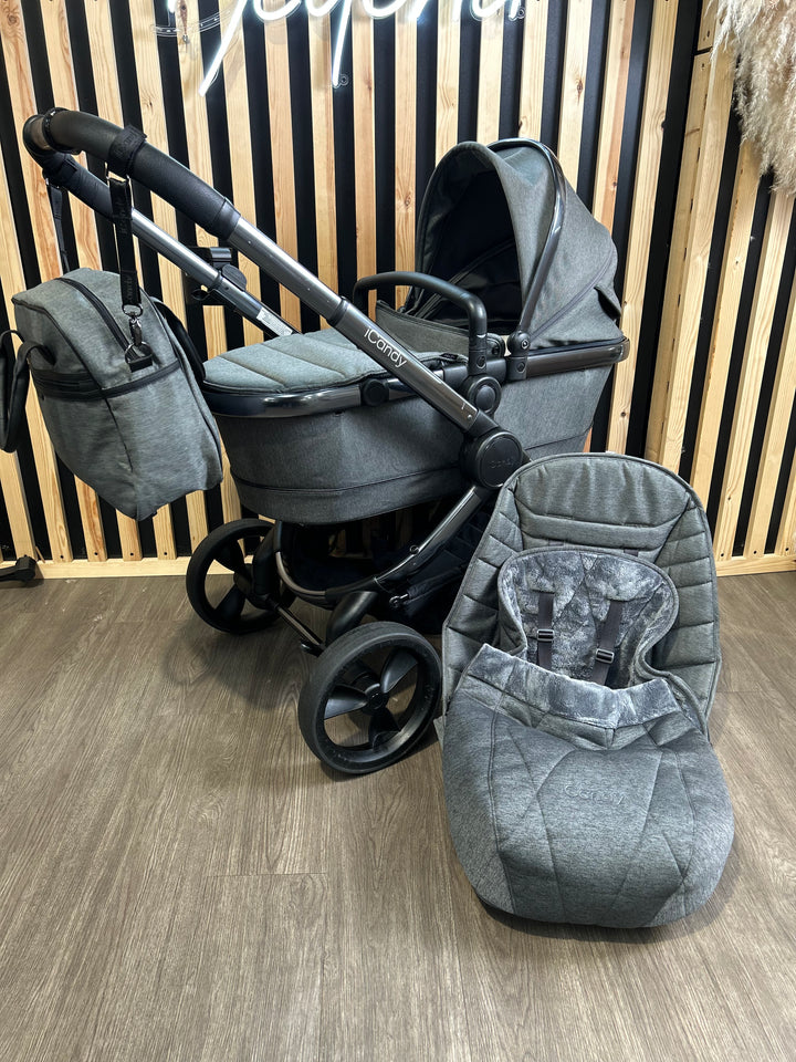 PRE LOVED iCandy Peach 6 Travel System - Dark Grey Twill