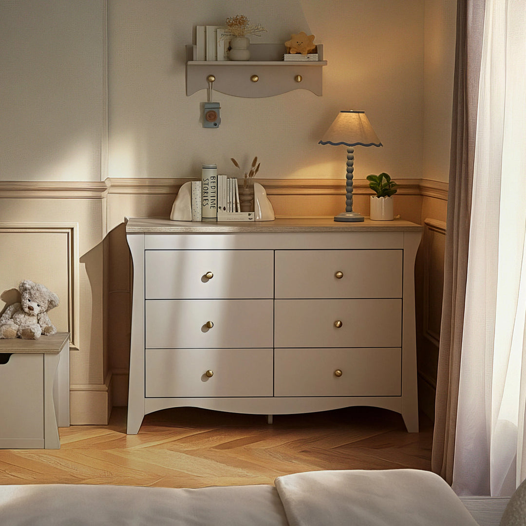 CuddleCo Clara 6 Drawer Dresser - Cashmere & Ash