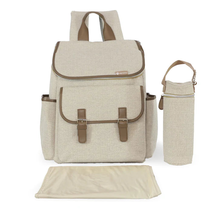 My Babiie Backpack Changing Bag - Oatmeal Herringbone