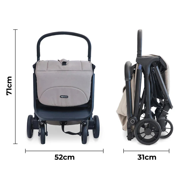 My Babiie MBX7 Plus Auto-Fold Stroller - Camel