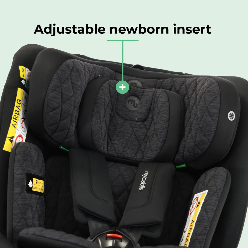 My Babiie MBCSSPINTT i-Size (40-150cm) Spin Car Seat - Black Melange