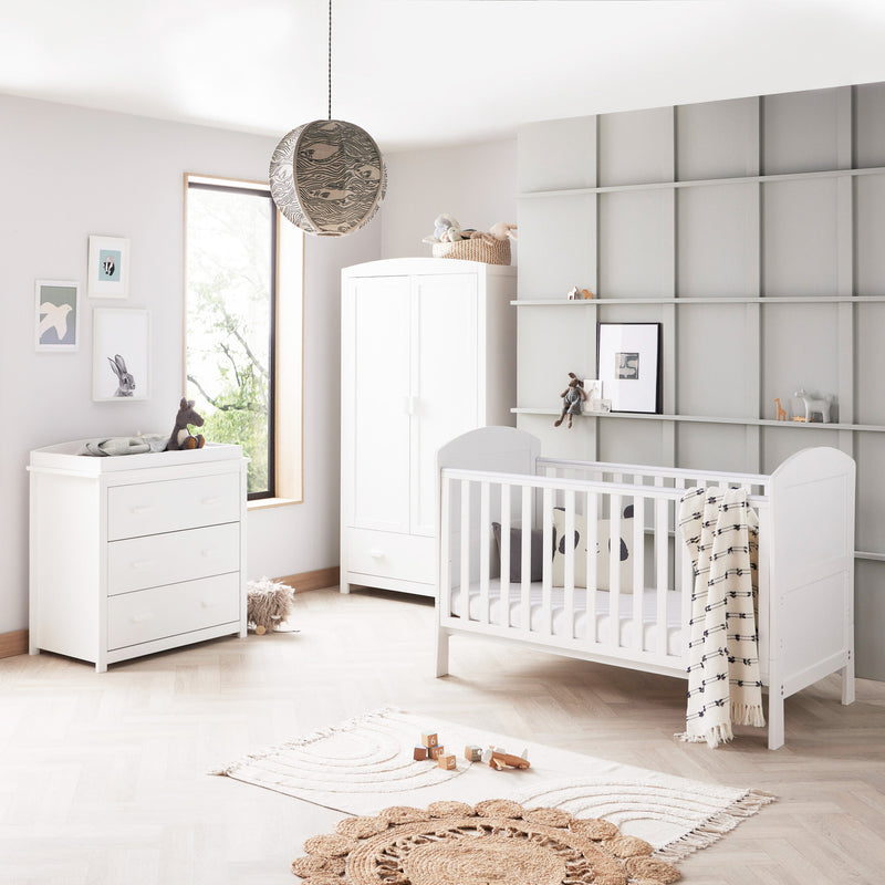 Babymore Aston 3 Piece Nursery Room Set – White