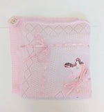 Beau Kid Rocking Horse Knitted Baby Blanket - Pink
