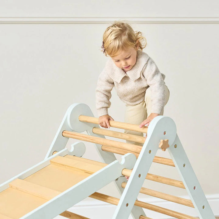 Tutti Bambini Scala Montessori 3 In 1 Pikler Climbing Frame With Climbing Wall - Sea Mist