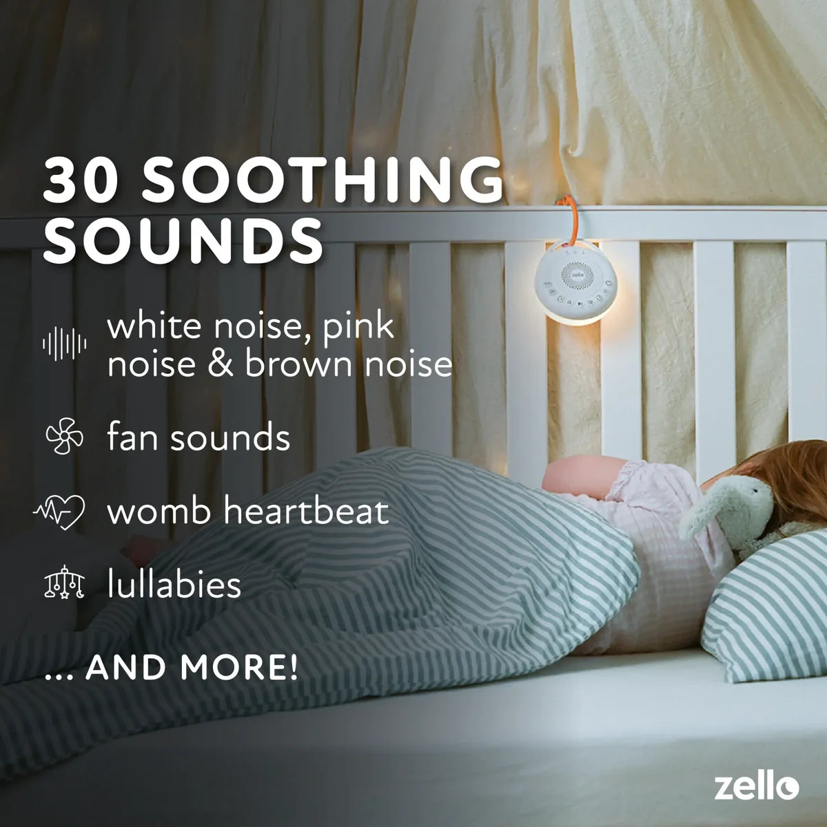 Zello Portable Pro White Noise Machine & Night Light