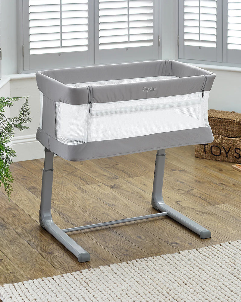Oyster Drop Side Wiggle Crib Co-Sleeper - Stone