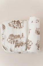 The Gilded Bird Western Toile Bamboo Baby Blanket