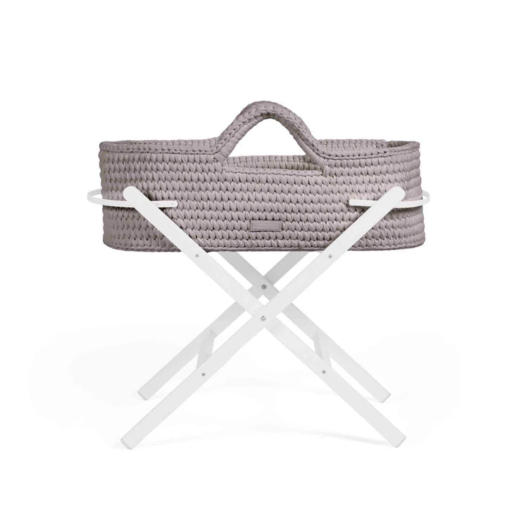Ickle Bubba Nova Crochet Moses Basket + White Stand - Tawny