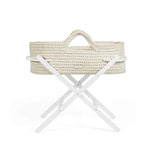 Ickle Bubba Nova Crochet Moses Basket + White Stand - Cloud