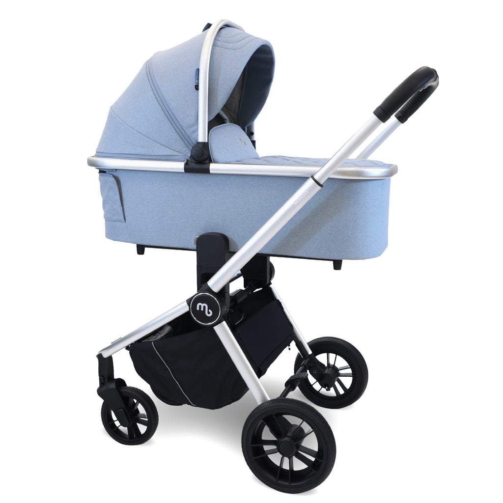 My Babiie MB450i 3in1 Travel System with Rotating Car Seat + Base - Steel Blue