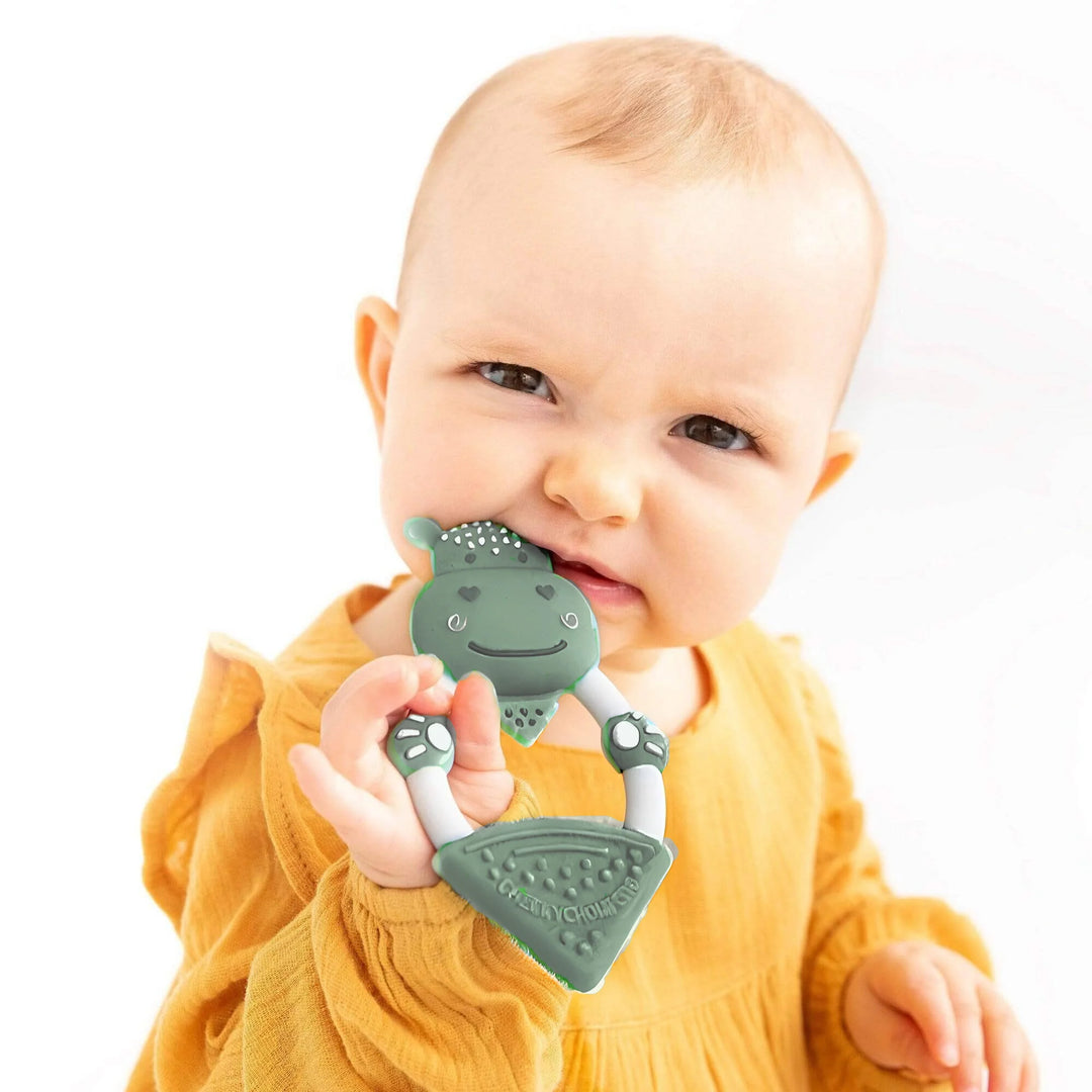 Cheeky Chompers Chewy Hippo Teething Gift Box - Sage