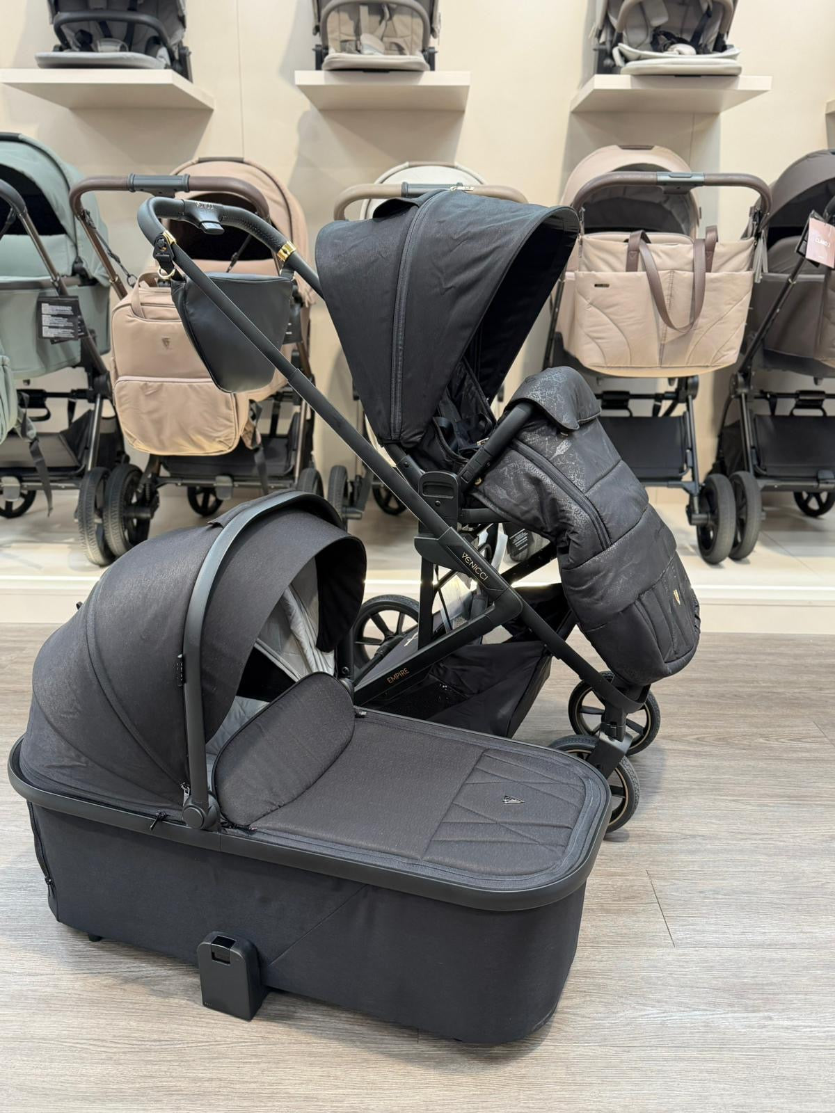 EX DISPLAY Venicci Empire Pram + Pushchair - Ultra Black