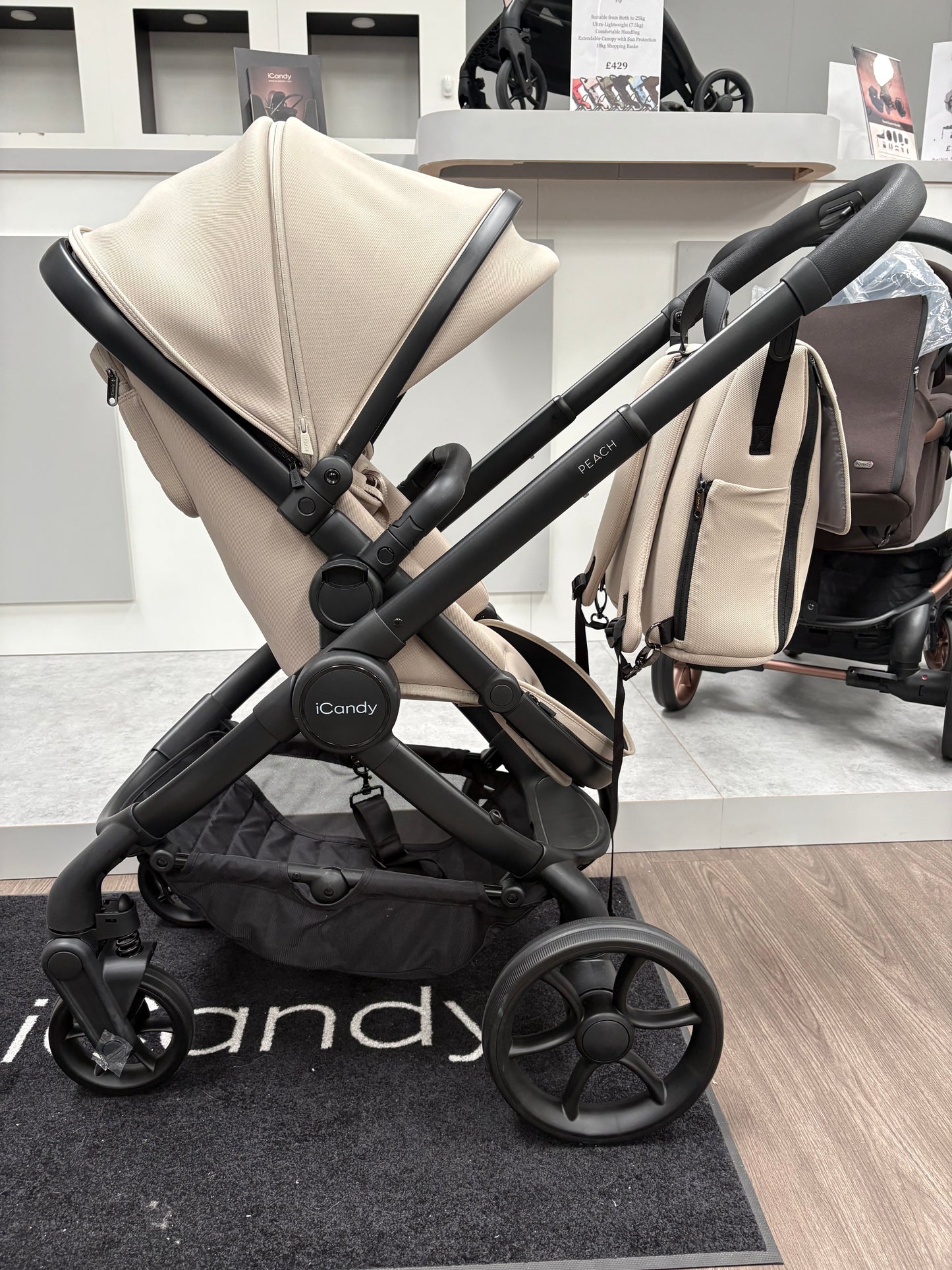 EX DISPLAY iCandy Peach 8 Pushchair, Carrycot + Accessories - Taupe