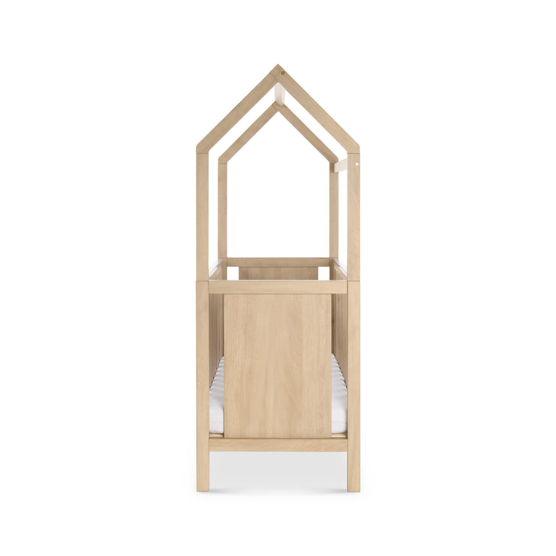 Tutti Bambini Casa 3 in 1 Mini Cot Bed + Roof Accessory Pack + Pocket Spring Mattress - Harvest Oak