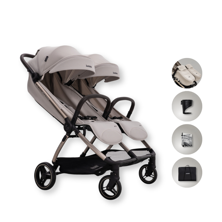JoviKids Ayla Compact Twin Pushchair - Beige