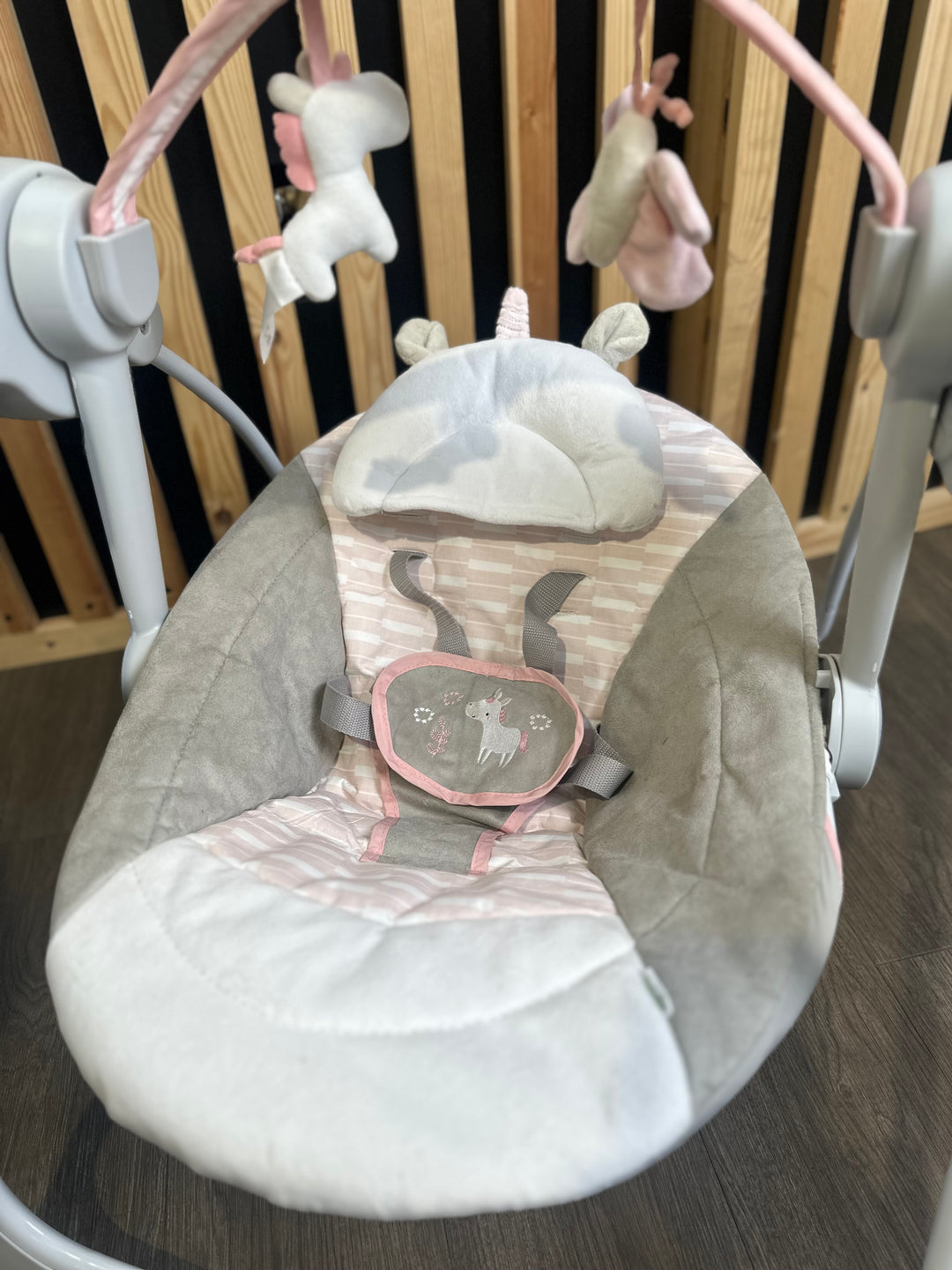 PRE LOVED Ingenuity Portable Baby Swing - Flora the Unicorn