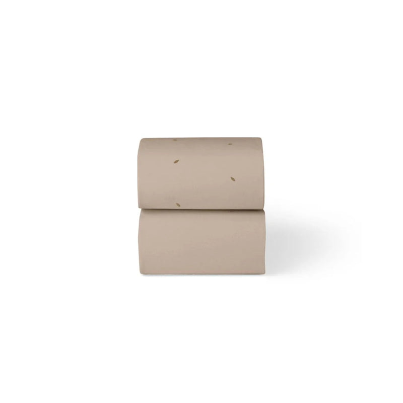 The Little Green Sheep Organic Moses Basket Fitted Sheets - Truffle/Cocoa Rice