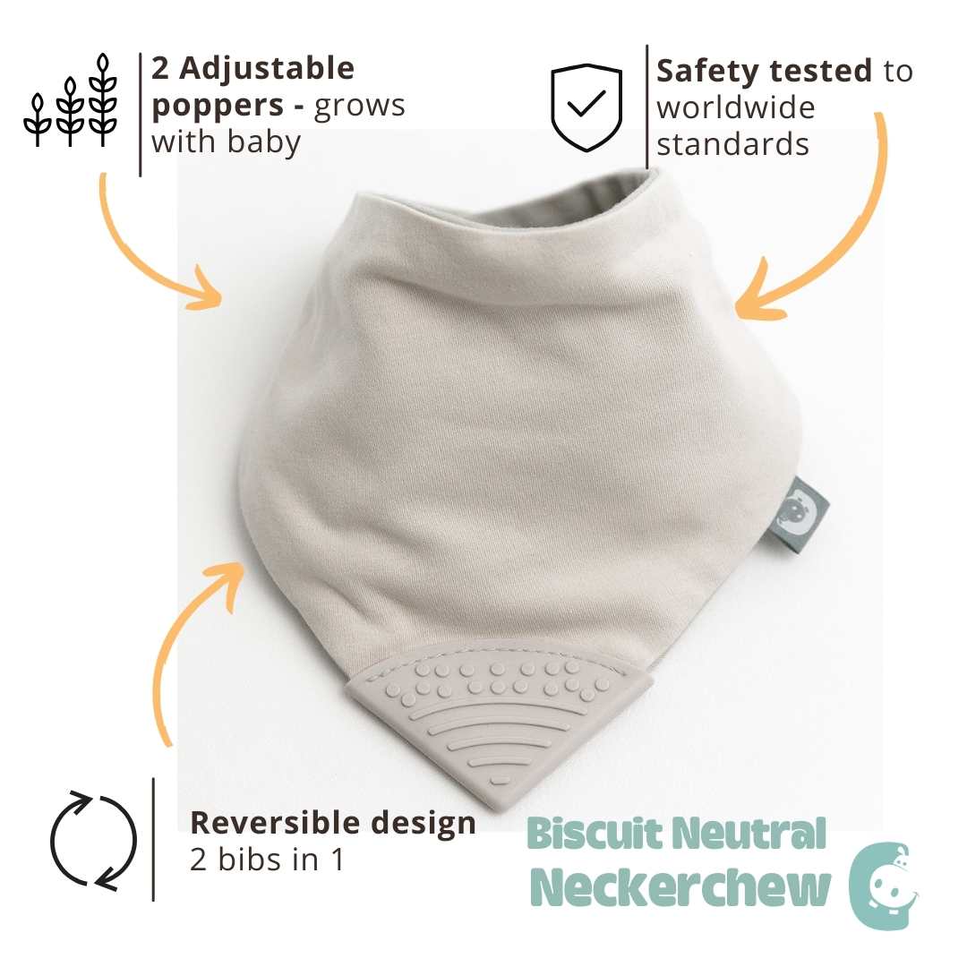 Cheeky Chompers Neckerchew Teething Dribble Bib - Stone