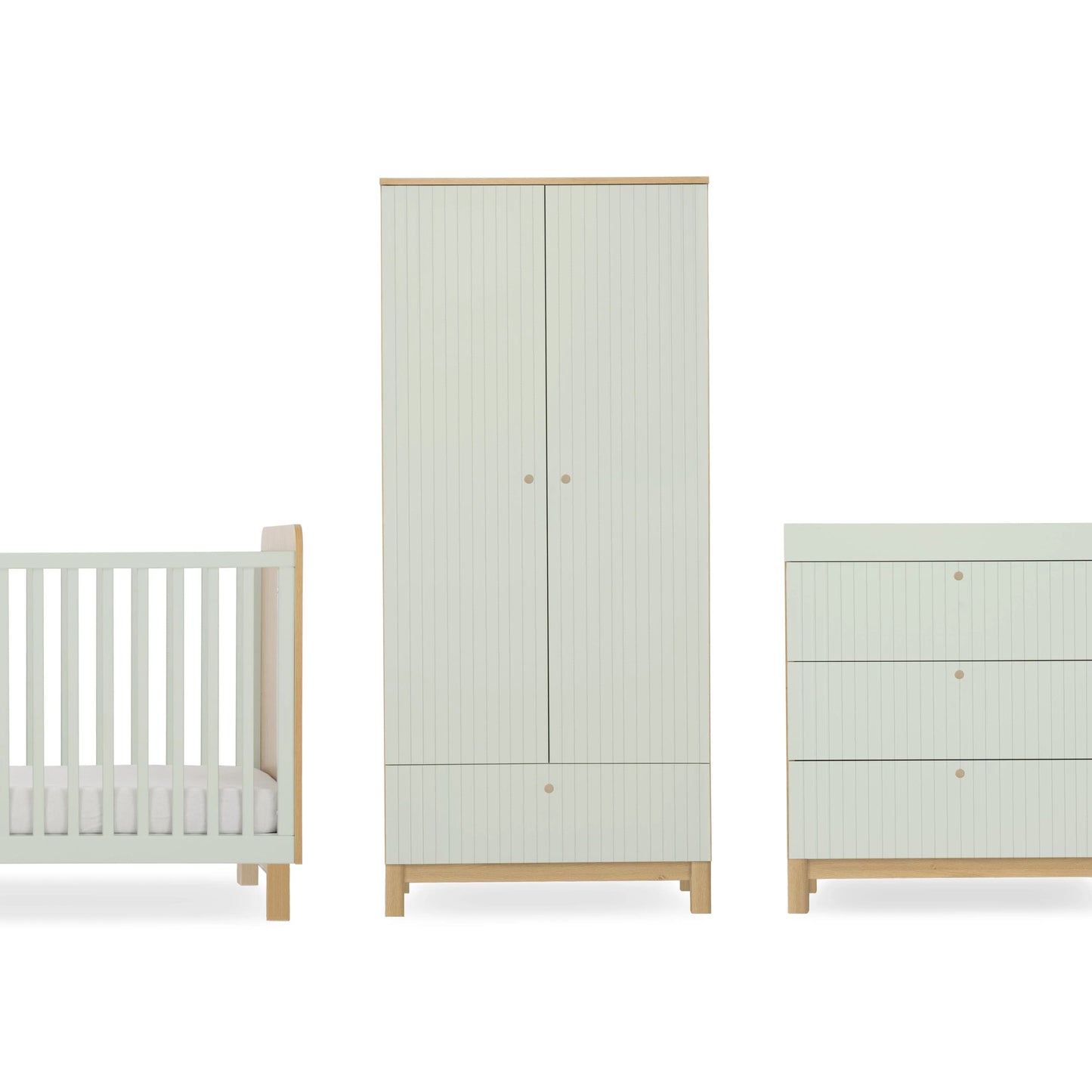 EX DISPLAY CuddleCo Remi 3 Piece Nursery Furniture Set - Oak & Green (LOCAL DELIVERY OR COLLECTION)