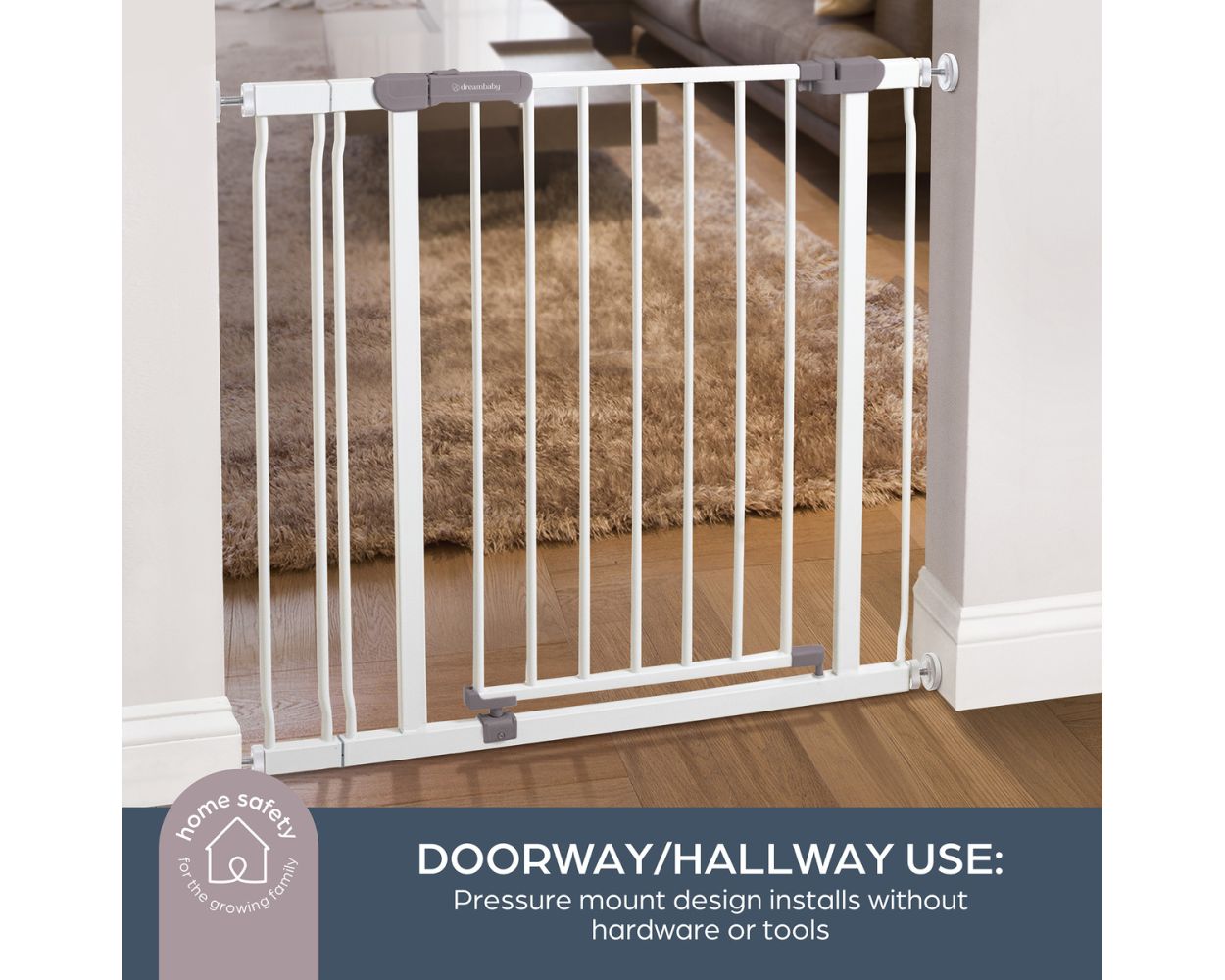 Dreambaby Ava Gate + 9cm + 18cm Extension White