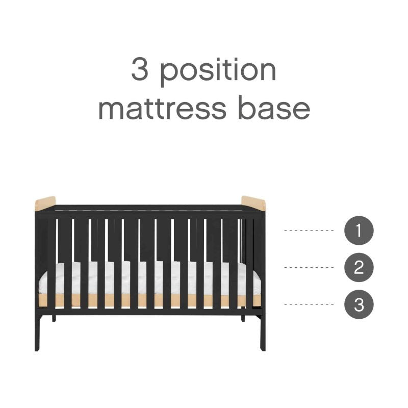 Tutti Bambini Rio Cot Bed, Changer and Mattress – Slate Grey/Oak