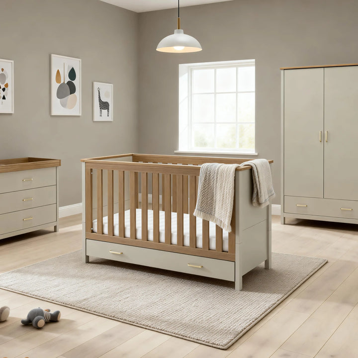 Babymore Mira 3 Piece Nursery Room Set – Cashmere Warm Oak