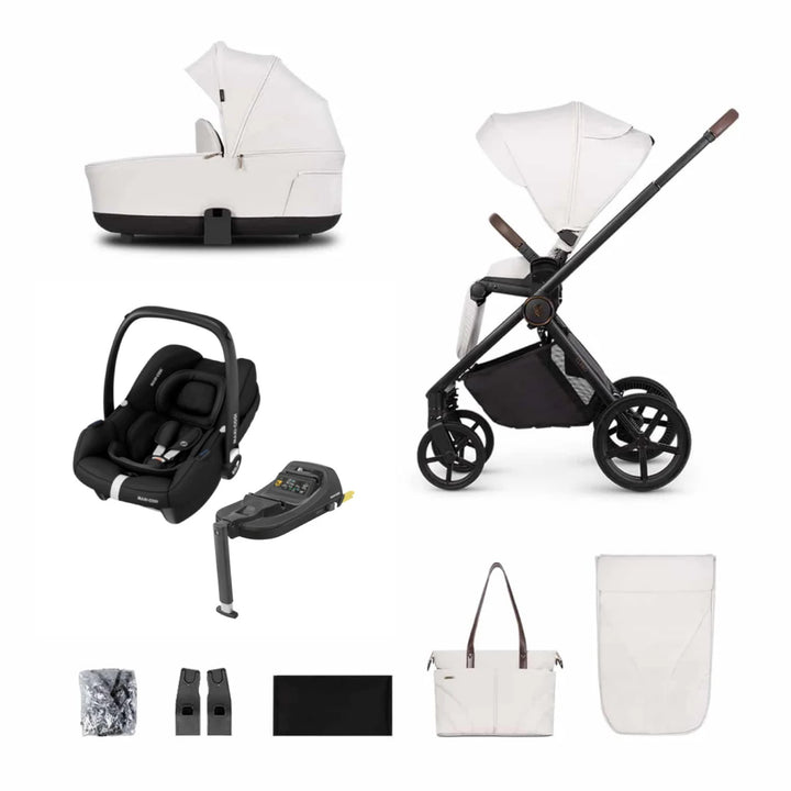 Venicci Claro 4in1 Travel System Inc Cabriofix I Size & Base Bundle - Vanilla