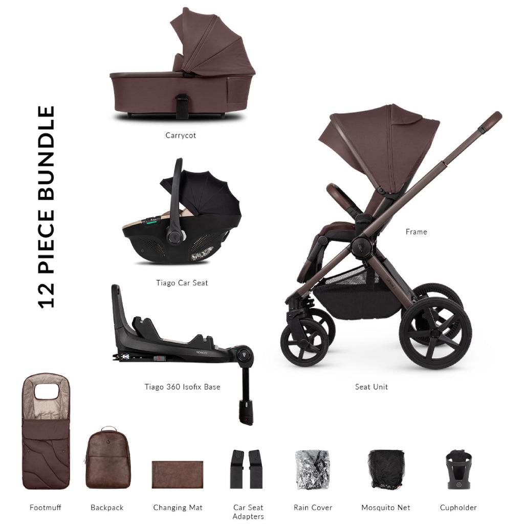 Venicci Upline2 SE 4in1 Travel System Inc 360 Base - Burgundy