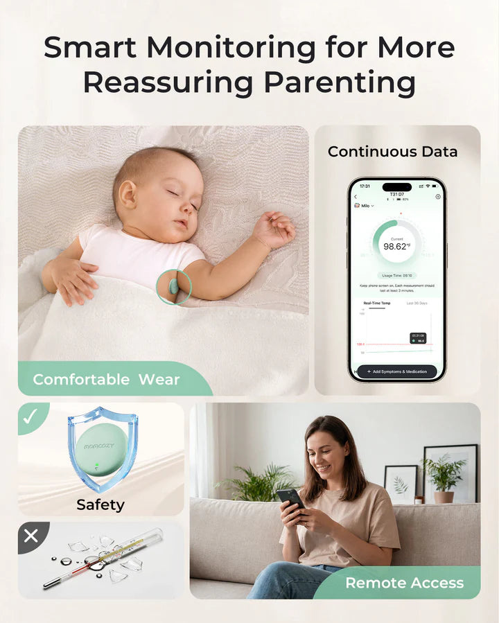 Momcozy Smart Medical-Grade Wearable Baby Thermometer