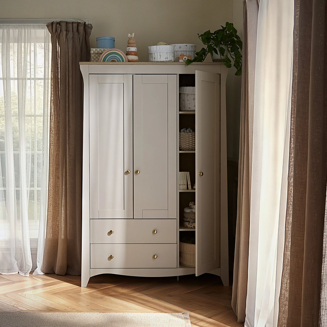 CuddleCo Clara 3 Door Triple Wardrobe - Cashmere & Ash