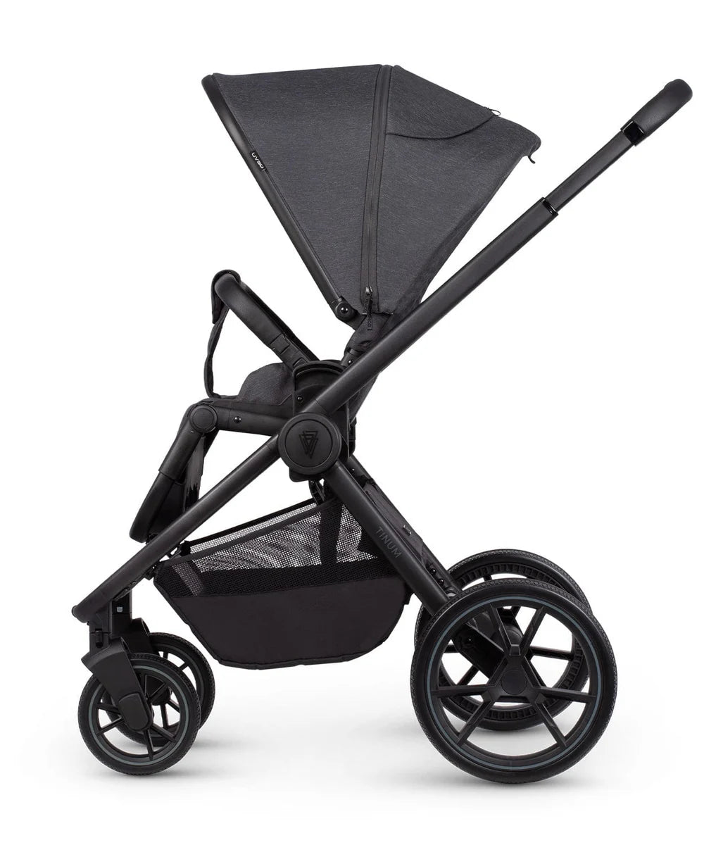 Venicci Tinum Edge, Cabriofix Isize + Isofix Base, Oyster Wiggle Crib + Kinderkraft Lumi2 Swing Bundle - Charcoal Dark Grey